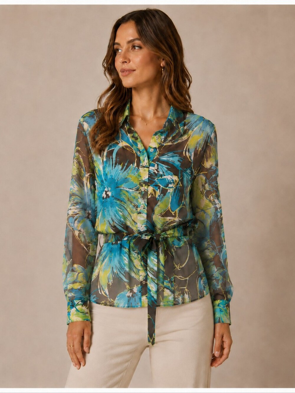 Chico’s 100% Silk Tropical Floral Button Front Blouse Size 3 (XL 12-14)